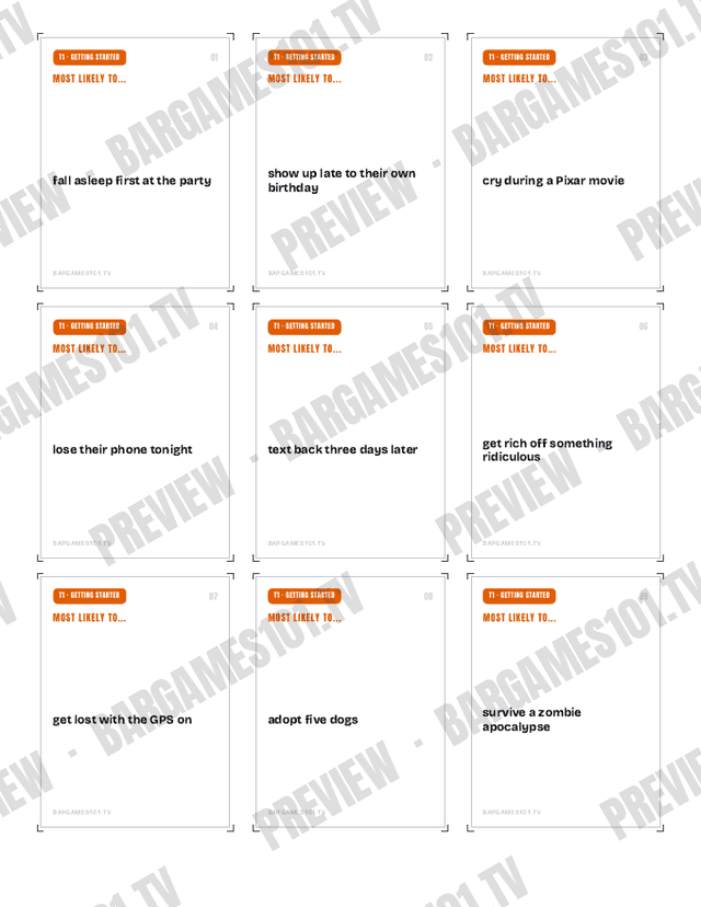Most Likely To preview: First 9 of the 40 cards